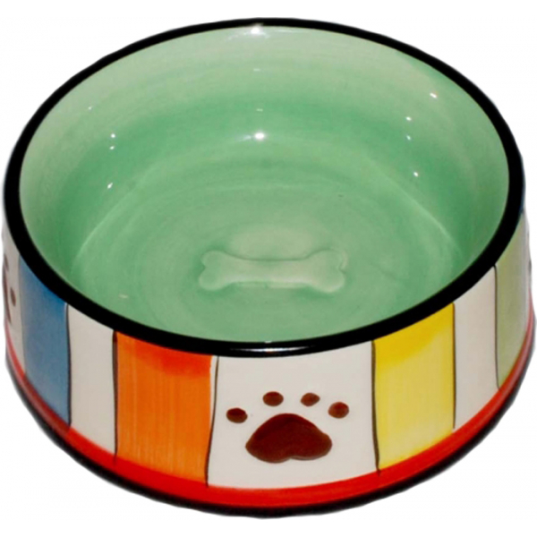 N1 Миска  "Цветные полоски" керамическая Кот и Пес, онлайн зоомагазин и ветаптека