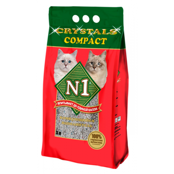 N1 Crystals Compact Наполнитель для кошачьего туалета Кот и Пес, онлайн зоомагазин и ветаптека