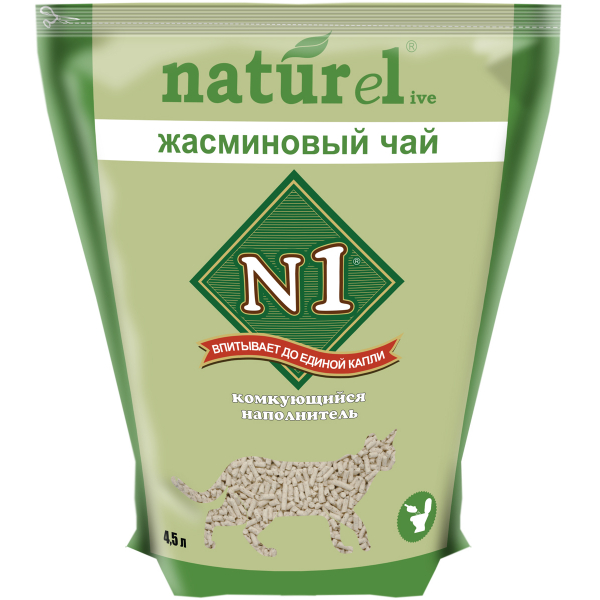 N1 Naturel "Жасминовый чай" Наполнитель для кошачьего туалета Кот и Пес, онлайн зоомагазин и ветаптека