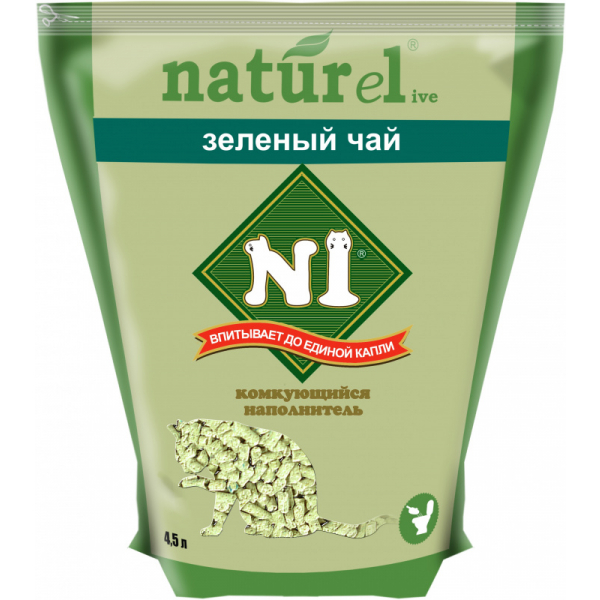 N1 Naturel "Зеленый чай" Наполнитель для кошачьего туалета Кот и Пес, онлайн зоомагазин и ветаптека
