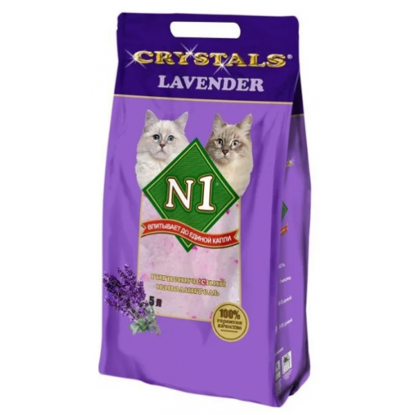 N1 Crystals "Лаванда" Наполнитель для кошачьего туалета Кот и Пес, онлайн зоомагазин и ветаптека