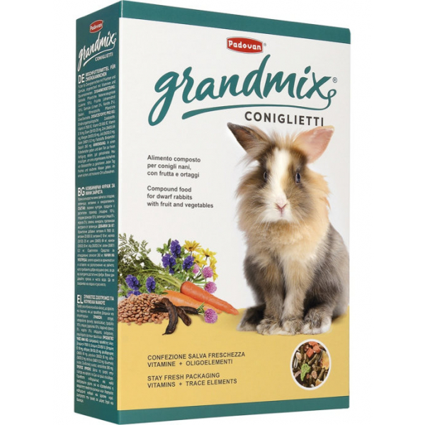 Padovan Grandmix Корм для кроликов Кот и Пес, онлайн зоомагазин и ветаптека