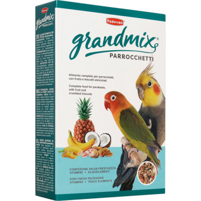 Padovan Grandmix корм для средних попугаев 850г Кот и Пес, онлайн зоомагазин и ветаптека