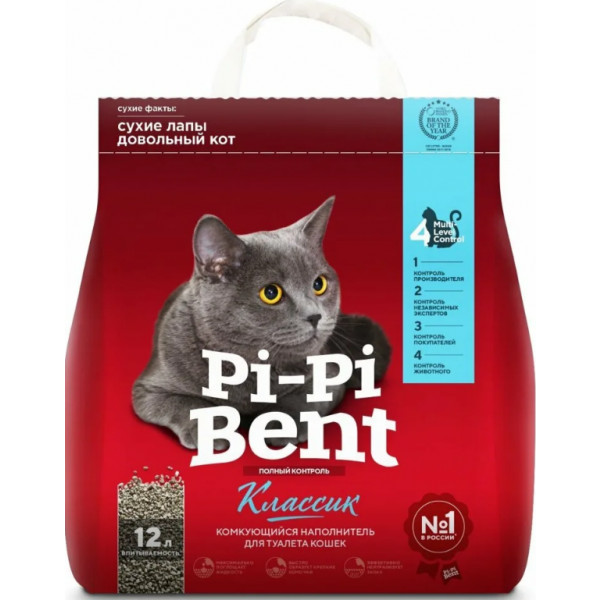 Pi-Pi Bent Classic Наполнитель для кошачьего туалета Кот и Пес, онлайн зоомагазин и ветаптека
