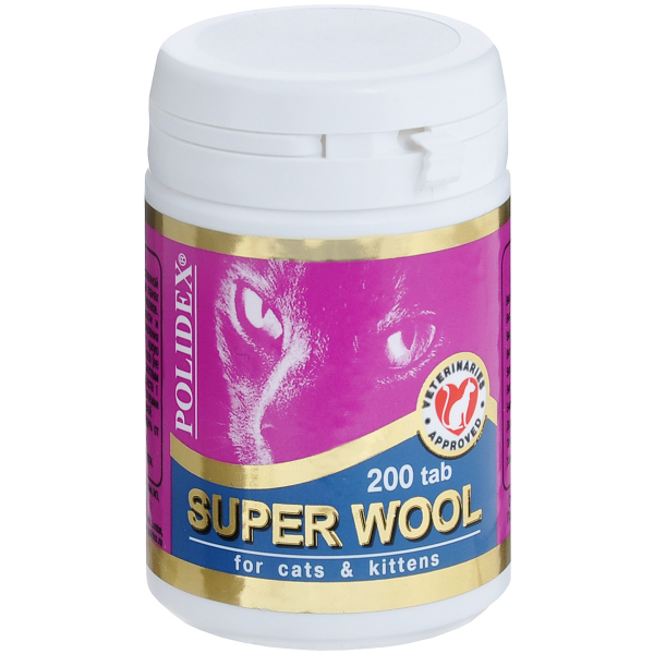 Polidex Super Wool Витамины для кошек и котят для шерсти Кот и Пес, онлайн зоомагазин и ветаптека