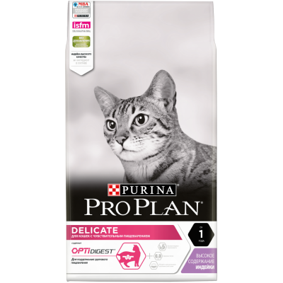Pro Plan Delicate Корм для кошек с чувствительным пищеварением с Индейкой Кот и Пес, онлайн зоомагазин и ветаптека