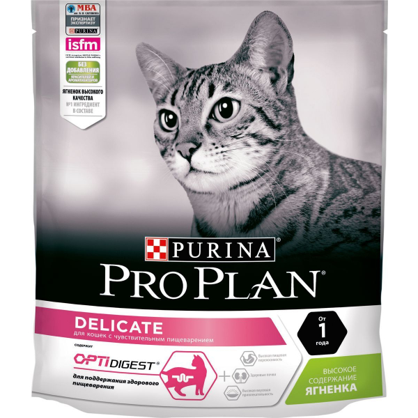 ProPlan Delicate корм для кошек с ягнёнком 400г Кот и Пес, онлайн зоомагазин и ветаптека