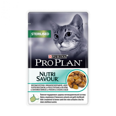 Purina Pro Plan Sterilised Пауч для кошек с Рыбой Кот и Пес, онлайн зоомагазин и ветаптека