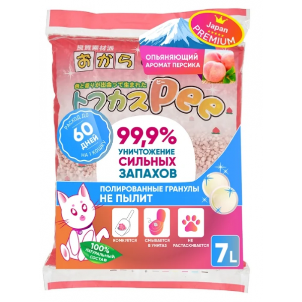 Japan Premium Pet Тофу Наполнитель для кошачьего туалета "С ароматом Персика" Кот и Пес, онлайн зоомагазин и ветаптека