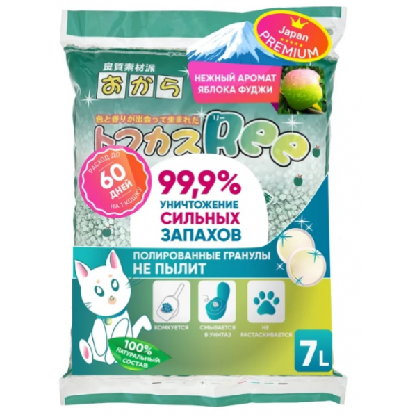 Japan Premium Тофу Наполнитель для кошачьего туалета "С ароматом Яблока" Кот и Пес, онлайн зоомагазин и ветаптека