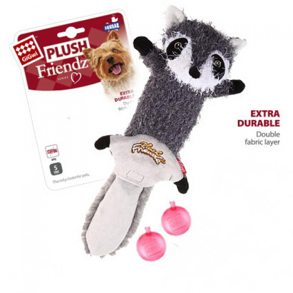 GiGwi Игрушка для собак Шкурка енота с пищалкой Кот и Пес, онлайн зоомагазин и ветаптека
