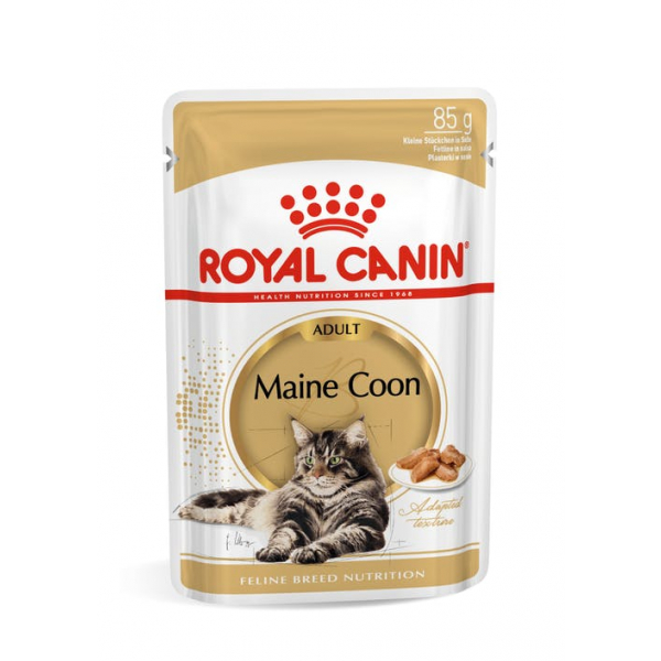 Royal Canin Maine Coon Adult Пауч для кошек пароды Мейн-кун Мелкие кусочки в соусе Кот и Пес, онлайн зоомагазин и ветаптека