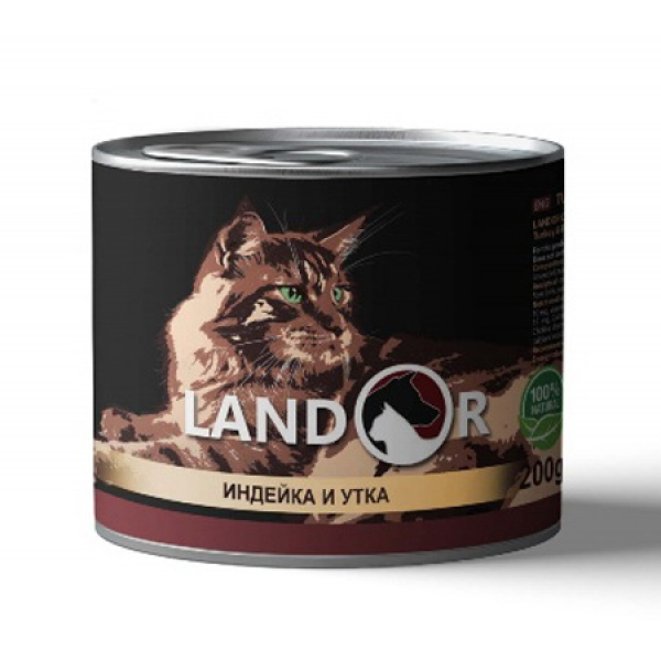 Landor Kitten Консервы для котят с Индейкой и Уткой Кот и Пес, онлайн зоомагазин и ветаптека