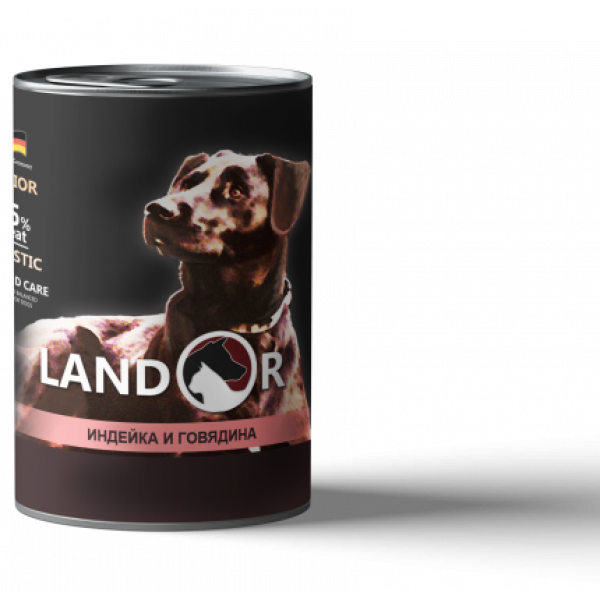 Landor Junior Консервы для щенков с Индейкой и Говядиной Кот и Пес, онлайн зоомагазин и ветаптека