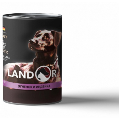 Landor Adult Dog Консервы для собак с Ягненком и Индейкой Кот и Пес, онлайн зоомагазин и ветаптека