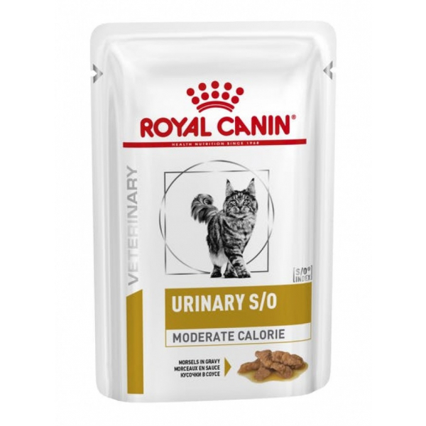 Royal Canin Urinary S/O Moderate Calorie Пауч для кошек при МКБ кусочки в соусе Кот и Пес, онлайн зоомагазин и ветаптека