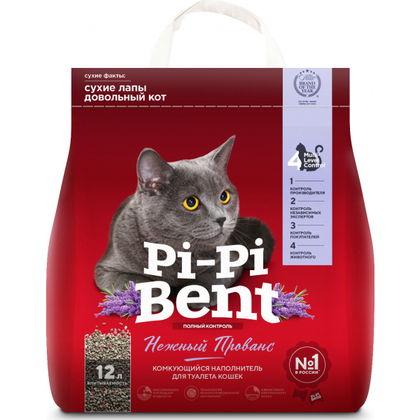 Pi-Pi-Bent "Нежный прованс" Наполнитель для кошачьего туалета Кот и Пес, онлайн зоомагазин и ветаптека