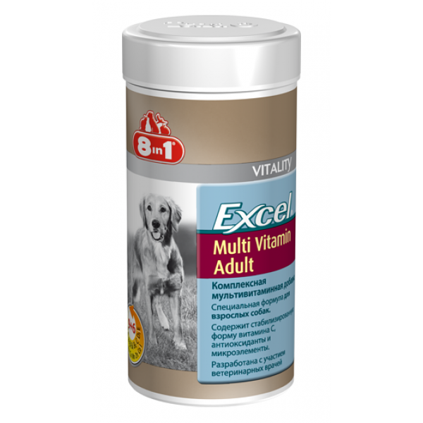 8in1 Excel Multi Vitamin Adult Мультивитаминный комплекс для взрослых собак Кот и Пес, онлайн зоомагазин и ветаптека