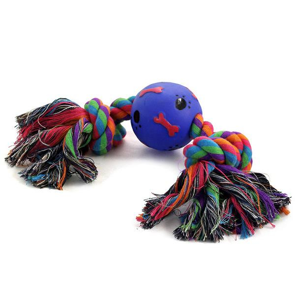 Triol Игрушка для собак "Веревка 2 узла и 1 мяч" Кот и Пес, онлайн зоомагазин и ветаптека