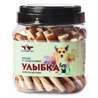 GreenQzin Лакомства для собак "УЛЫБКА Free" жевательные Палочки от зубного камня Кот и Пес, онлайн зоомагазин и ветаптека