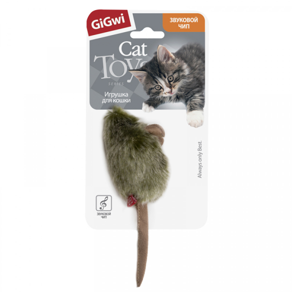 GiGwi Игрушка для кошек Мышка со звуковым чипом Кот и Пес, онлайн зоомагазин и ветаптека