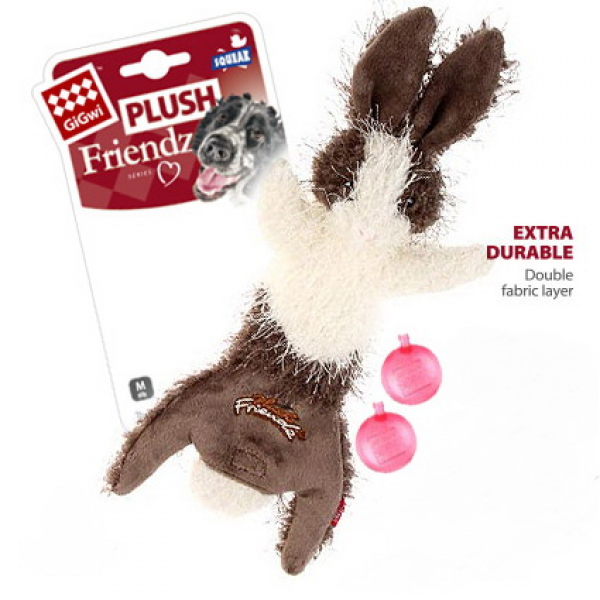 GiGwi Игрушка для собак Шкурка зайца с пищалкой Кот и Пес, онлайн зоомагазин и ветаптека