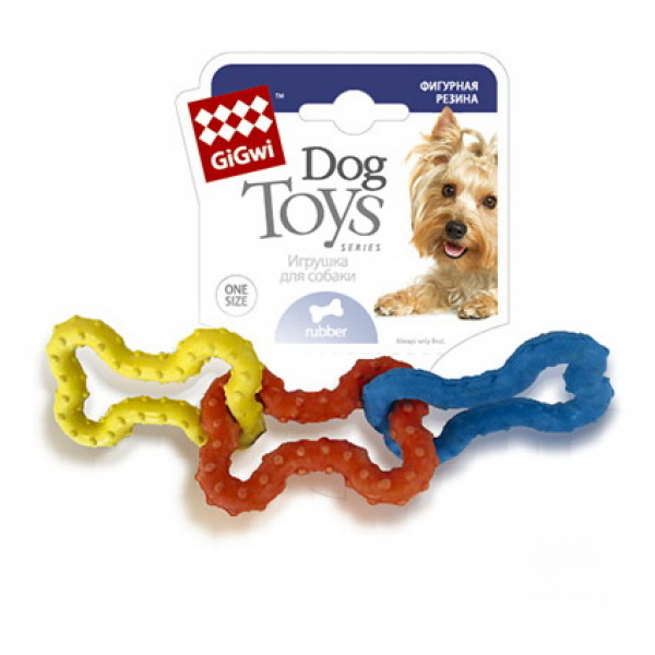 GiGwi Игрушка для собак Цепь из маленьких косточек резиновая Кот и Пес, онлайн зоомагазин и ветаптека