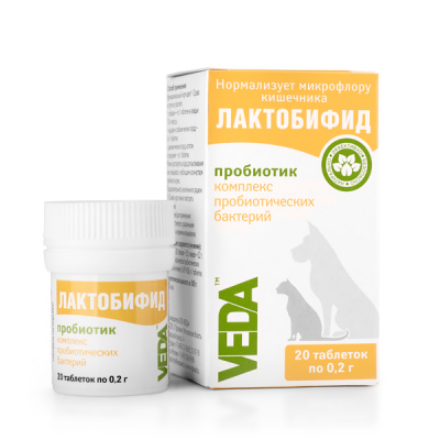 VEDA Лактобифид пробиотик для животных в таблетках Кот и Пес, онлайн зоомагазин и ветаптека