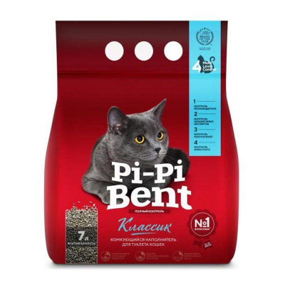Pi-Pi-Bent Classic Наполнитель для кошачьего туалета Кот и Пес, онлайн зоомагазин и ветаптека