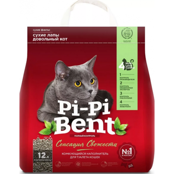 Pi-Pi-Bent "Сенсация свежести" Наполнитель для кошачьего туалета Кот и Пес, онлайн зоомагазин и ветаптека