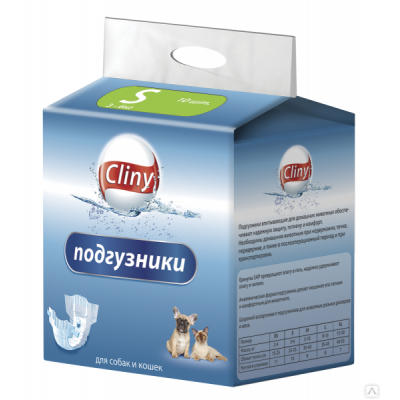 Cliny Подгузники для собак и кошек,  размер S  от 3-6кг Кот и Пес, онлайн зоомагазин и ветаптека