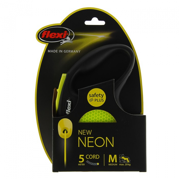Flexi Neon M Рулетка для собак весом до 20кг длинна 5м с тросом