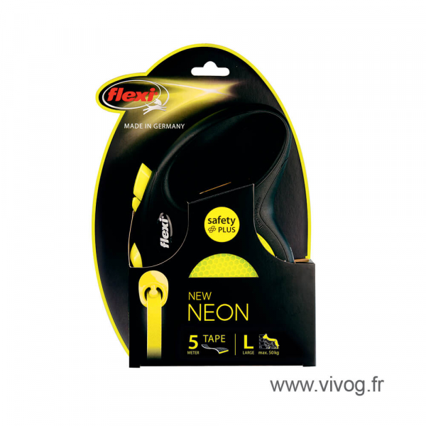 Flexi Neon L Рулетка для собак весом до 50кг длинна 5м с лентой
