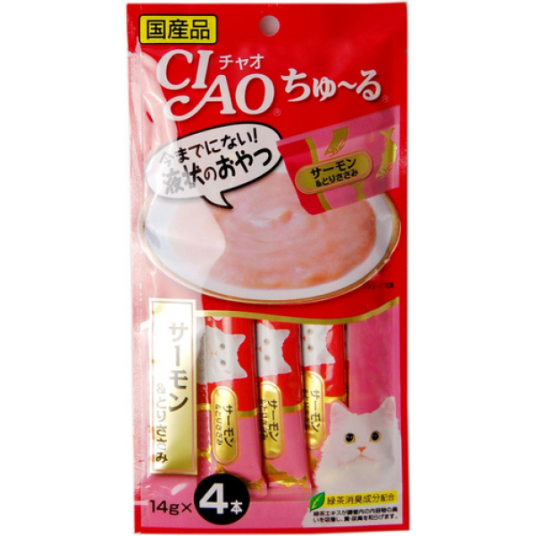 Japan Premium Pet CIAO Лакомство для кошек Соус с Лососем и Курицей Кот и Пес, онлайн зоомагазин и ветаптека