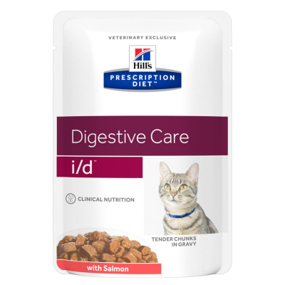 Hill's Prescription Diet i/d Digestive Care Пауч для кошек для лечения ЖКТ с Лососем Кот и Пес, онлайн зоомагазин и ветаптека