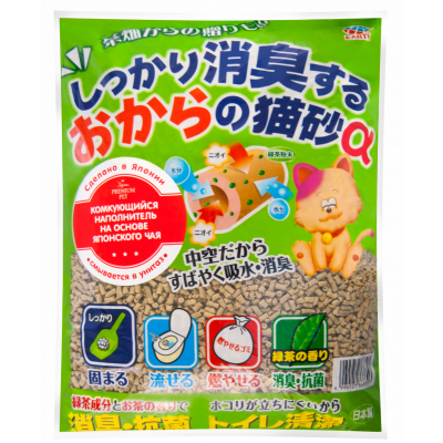 Japan Premium Pet Наполнитель для кошачьего туалета с Зеленым Японским Чаем Кот и Пес, онлайн зоомагазин и ветаптека