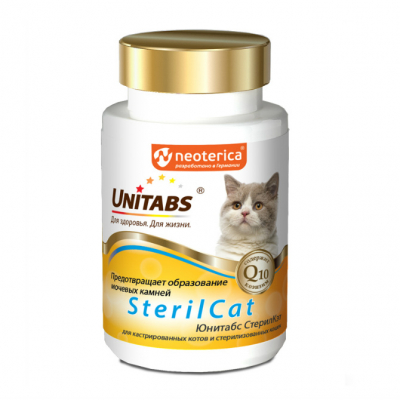 Unitabs SterilCat с Q10 Витамины для кастрированных Котов и стерилизованных Кошек Кот и Пес, онлайн зоомагазин и ветаптека