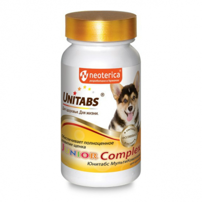 Unitabs Junior Complex с В9 Витамины для Щенков Кот и Пес, онлайн зоомагазин и ветаптека