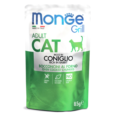 Monge Grill Пауч для кошек с Кроликом Кот и Пес, онлайн зоомагазин и ветаптека