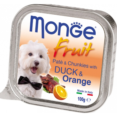 Monge Fruit Консерва для собак из Утки и Апельсина Кот и Пес, онлайн зоомагазин и ветаптека