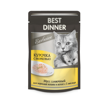 Best Dinner Exclusive Пауч для кошек мусс с Курицей Кот и Пес, онлайн зоомагазин и ветаптека
