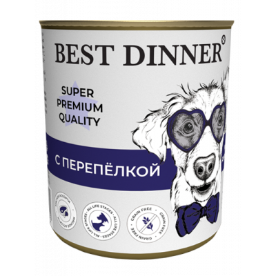 Best Dinner Super Premium Консервы для собак и щенков с Перепёлкой Кот и Пес, онлайн зоомагазин и ветаптека