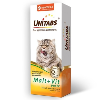 Unitabs Malt+Vit Paste Паста для кошек для вывода шерсти Кот и Пес, онлайн зоомагазин и ветаптека
