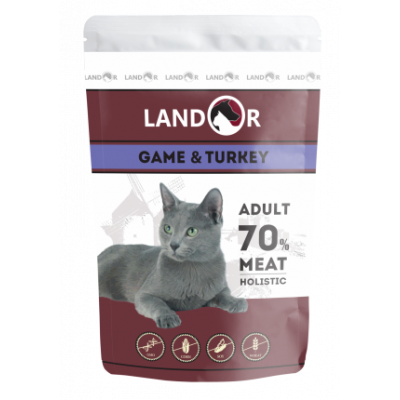 Landor Пауч для кошек с Индейкой и Куропаткой Кот и Пес, онлайн зоомагазин и ветаптека