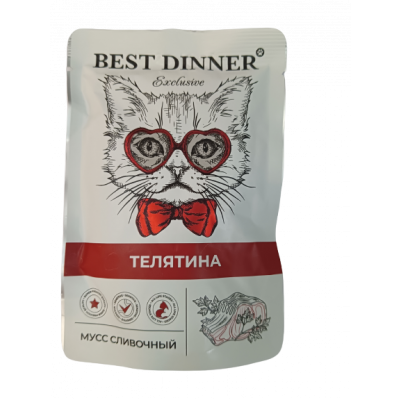 Best Dinner Exclusive Пауч для кошек с мусс Телятиной Кот и Пес, онлайн зоомагазин и ветаптека