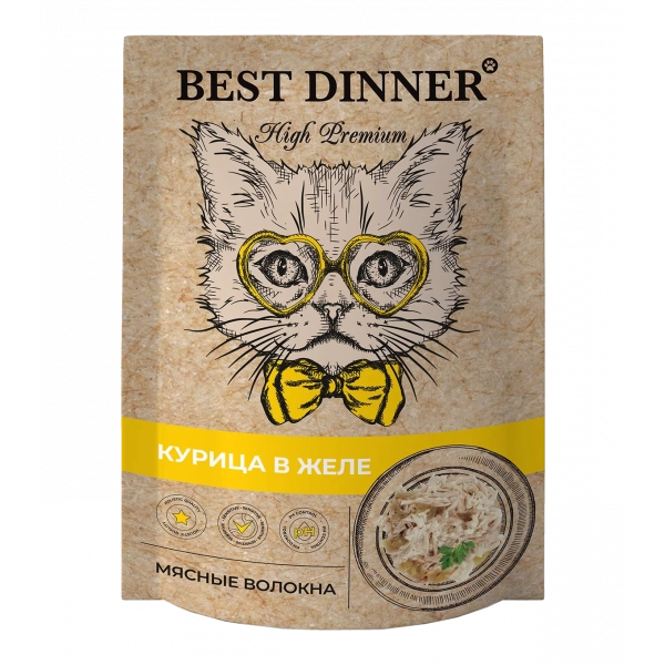 Best Dinner High Premium Пауч для кошек с Курицей в желе Кот и Пес, онлайн зоомагазин и ветаптека