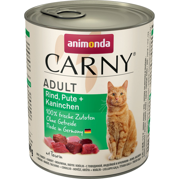 Animonda Carny Adult Консервы для кошек с Говядиной, Индейкой и Кроликом Кот и Пес, онлайн зоомагазин и ветаптека
