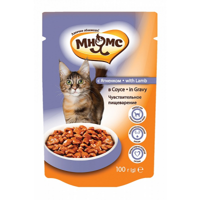 Мнямс Пауч для кошек с Ягнёнком в соусе Кот и Пес, онлайн зоомагазин и ветаптека