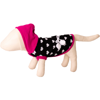 Каскад Свитер для собак "Сердечки" с помпонами и капюшоном для девочек Кот и Пес, онлайн зоомагазин и ветаптека