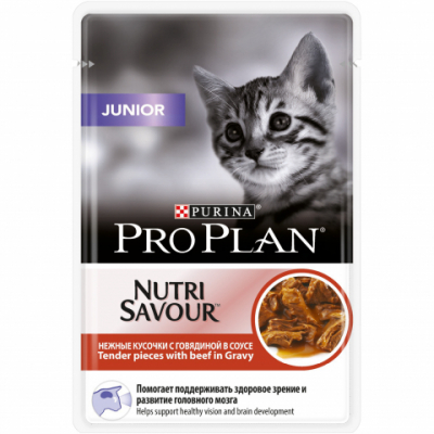 Purina Pro Plan Junior Пауч для котят с Говядиной Кот и Пес, онлайн зоомагазин и ветаптека